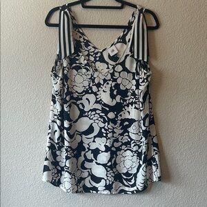 CAbi Blue and White Floral Blouse